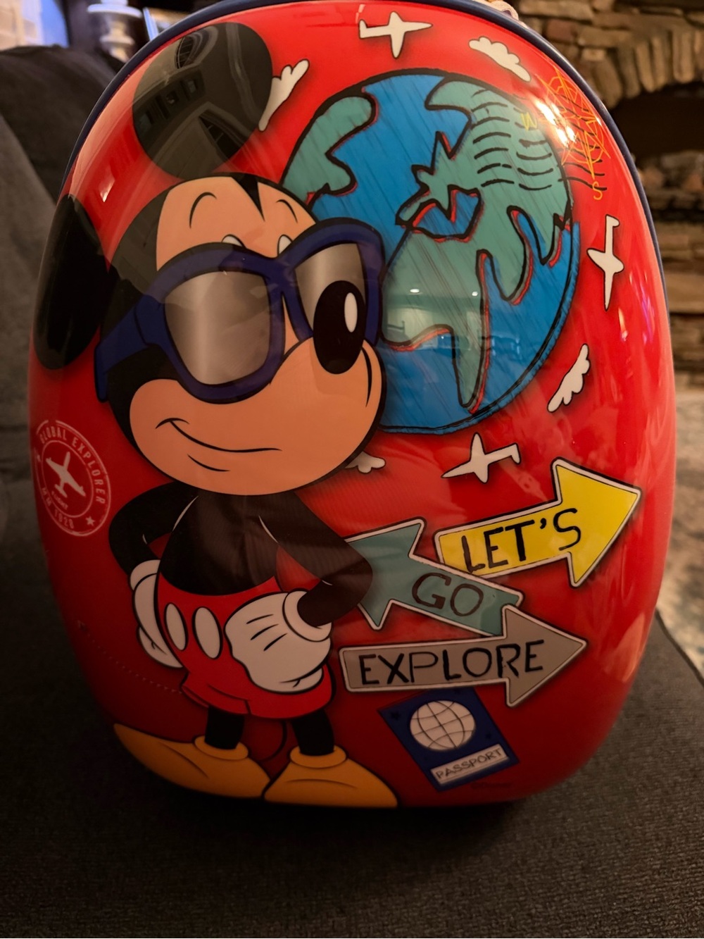 American Tourister Red Kids Travel Accent with Blue Globe and Yellow Arrow